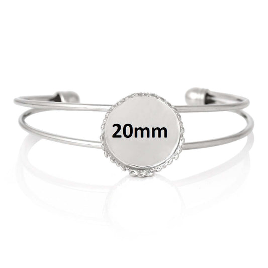 B056 - 3 pcs. Silver Tone Open Cuff Bangle Adjustable Bezel Cabochon Bracelets - 16.5cm (6 1/2") - 20mm Glue Pad - Made of Copper!