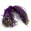 N025 - 15 pcs. Purple Eggplant Organza Ribbon Waxen Cord Necklaces- 17.3 inch (43 cm)