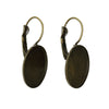 E288 - 30 pcs. Antique Bronze Oval Earring Clips Settings Lever Back Posts Bezels Cabochons - 18x13mm Glue Pad Setting - Made of Copper!