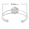 B056 - 3 pcs. Silver Tone Open Cuff Bangle Adjustable Bezel Cabochon Bracelets - 16.5cm (6 1/2") - 20mm Glue Pad - Made of Copper!