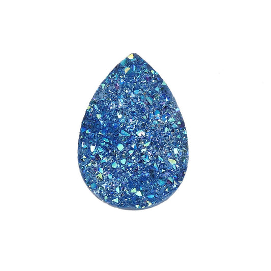 P922 - 10 pcs Drusy Druzy Resin Embellishment Teardrop Cabochons - Blue AB - 25x18mm - 25mm x 18mm - 18x25mm - Tear Drop - Thick: 4.5mm