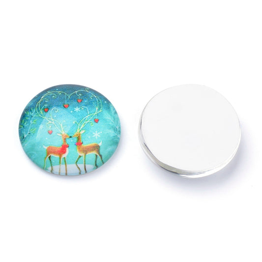 CA361 - 10 pcs Assortment of Circle Christmas Glass Round Dome Seals Tiles Cabochons - 12mm - Set 6 - Snow