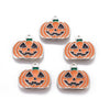 P314 - 10 pcs. Silver Tone Halloween Pumpkin Jack O Lantern Enamel Charms - 21mm - Hole Size: 2mm