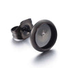 E858 - 4 pcs. 304 Stainless Steel Gunmetal Black Earring Posts Settings Bezels Cabochons Tacks - 6mm Glue Pad Setting