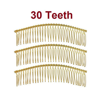 H003 - 6 pcs. - Gold Golden Comb Hair Clips - 120mm x 35mm (4.75" x 1.5") - 30 Teeth