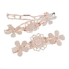 H006 - 5 pcs Rose Gold Plated French Hair Barrettes Hair Clips - 77mm x 26mm (3" x 1") - 10mm Glue Pad - 1 Bezel - Flower Design