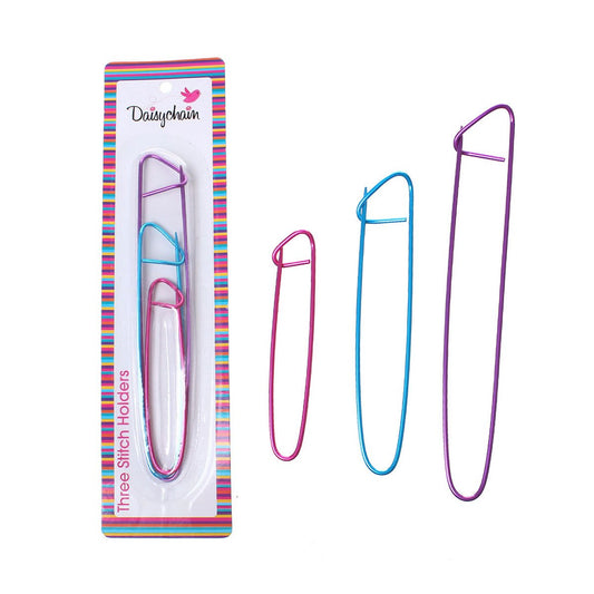 T019 - 3 pcs Aluminum Knitting Stitch Holders - 3 Sizes = 6.3" - 4.75" - 3.5"