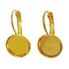 E081 - 10 pcs. Gold Plated Earring Clips Settings Lever Back Bezels Cabochons - 12 mm Glue Pad Setting