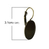 E288 - 30 pcs. Antique Bronze Oval Earring Clips Settings Lever Back Posts Bezels Cabochons - 18x13mm Glue Pad Setting - Made of Copper!