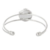B056 - 3 pcs. Silver Tone Open Cuff Bangle Adjustable Bezel Cabochon Bracelets - 16.5cm (6 1/2") - 20mm Glue Pad - Made of Copper!