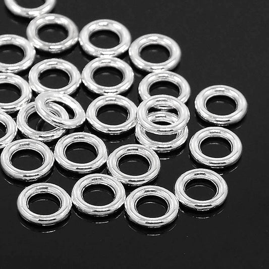 J031 - 100 pcs Shiny Silver Soldered Closed Jump Rings - 8mm - 15 Gauge- Hole size: 4.5mm