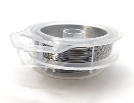 B088 - 1 Roll - 30yds (27.43M) - Stainless Steel Silver Tone Craft Wire Cord - 0.017" (0.4mm) - 26 Gauge - Tarnish Resistant! Made in the USA!