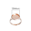 5 pcs. Rose Gold Plated ADJUSTABLE Cabochon Setting Bezel RING bases settings - Ring Size 6 US - Glue Pad 12mm - Made of Copper!