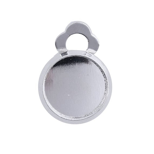 E245A - 10 pcs. Silver Plated Earring Clips Settings Hinged Bezels Cabochons - 10mm Glue Pad Setting