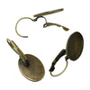 E288 - 30 pcs. Antique Bronze Oval Earring Clips Settings Lever Back Posts Bezels Cabochons - 18x13mm Glue Pad Setting - Made of Copper!