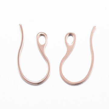 E429 - 10 pcs 304 Stainless Steel Earring Hooks with Loop Hole - Rose Gold - 22mm x 11mm - Hole Size: 2.5mm x 3.5mm - Tarnish Resistant!
