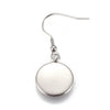 E278 - 10 pcs. 304 Stainless Steel Silver Tone Earring Dangle Hooks Settings Bezels Cabochons - 14mm Glue Pad Setting