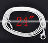 N096 - 12 pcs. Silver Plated Snake Chain Necklace 24" - (1.2mm)