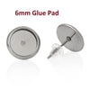 E147A - 30 pcs. 304 Stainless Steel Earring Posts Studs Settings Bezels Cabochons Tacks - 6mm Glue Pad Setting - Silver Tone