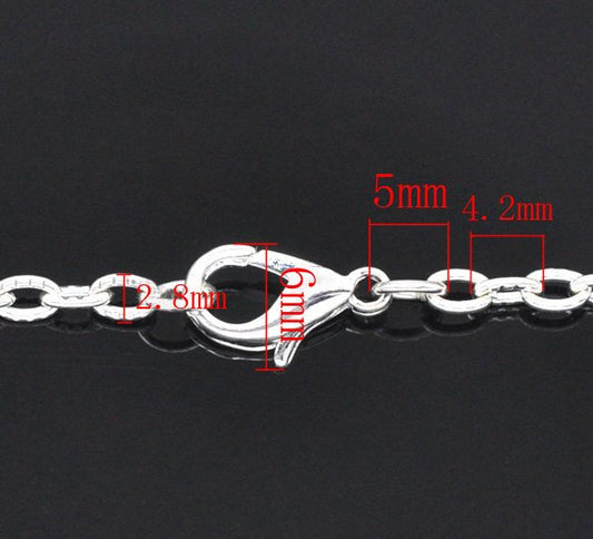 N060 - 12 pcs. Silver Plated Textured Chain Link Necklaces 20" - (4.2mm x 2.8mm)