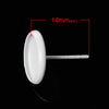 E154 - 50 pcs. White Earring Posts Studs Settings Bezels Cabochons Tacks- 10mm Glue Pad Setting