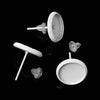 E154 - 50 pcs. White Earring Posts Studs Settings Bezels Cabochons Tacks- 10mm Glue Pad Setting