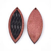 P204 - 4 pcs. Black REAL Leather Cowhide over Wood Dangle Pendants - Rattan - Marquise - 46mm (1.81") - Great for Earrings or Dangles!
