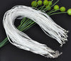 N027 - 15 pcs. White Organza Ribbon Waxen Cord Necklaces with Lobster Clasp - 17 inch (43 cm) - Claw Clasp