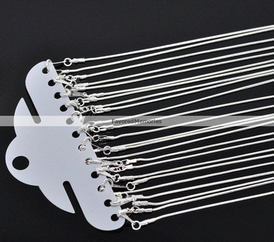 N098 - 12 pcs. Silver Plated Snake Chain Necklace 20 1/8" - (1.2mm)