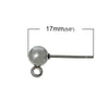 E084 - 10 pcs. (5 pairs) 304 Stainless Steel Earring Ball Posts Settings with Loop - 17mm x 9mm - 6mm Ball - Hypoallergenic! Stoppers Included!
