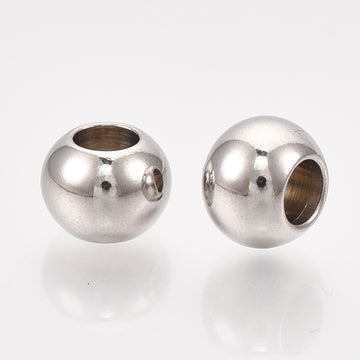 BD192 - 30 pcs 304 Stainless Steel Ball Spacer Beads- 8mm x 6mm - Tarnish Resistant! Hole Size: 3.6mm