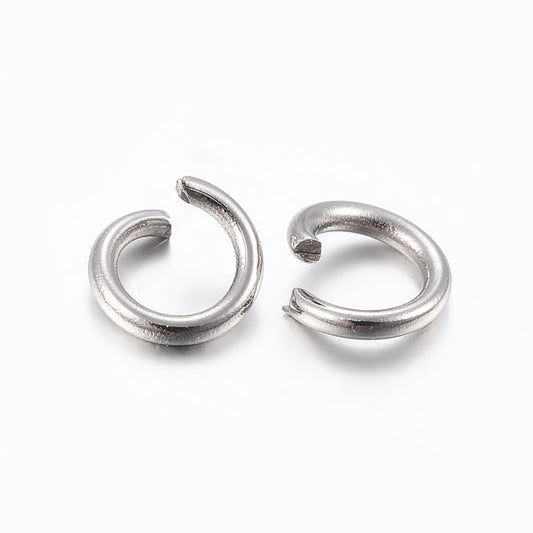 JR0005B - 500 pcs 304 Stainless Steel Silver Tone Open Jump Rings 7mm - 20 Gauge (0.8mm Thick) - Tarnish Resistant!