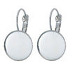 E039 - 10 pcs. Silver Tone Earring Clips Settings Lever Back Bezels Cabochons - 14mm Glue Pad Setting