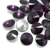 GC014 - 10 pcs. Glass Rhinestone Faceted Rhinestone Cabochons - Pointed Back - 12mm - Solid - Purple
