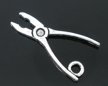 P011 - 10pcs. Antique Silver Pliers Charms Pendants - 24x11mm (1 inch)