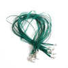 N028 - 15 pcs. Dark Green Organza Ribbon Waxen Cord Necklaces with Lobster Clasp - 17 inch (43 cm) - Claw Clasp and Extender Chain