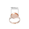 RB010 - 5 pcs. Rose Gold Plated ADJUSTABLE Cabochon Setting Bezel RING bases settings - Ring Size 6 US - Glue Pad 18mm - Made of Copper!