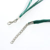 N028 - 15 pcs. Dark Green Organza Ribbon Waxen Cord Necklaces with Lobster Clasp - 17 inch (43 cm) - Claw Clasp and Extender Chain