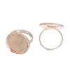 RB010 - 5 pcs. Rose Gold Plated ADJUSTABLE Cabochon Setting Bezel RING bases settings - Ring Size 6 US - Glue Pad 18mm - Made of Copper!