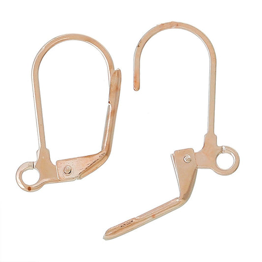 E260 - 50 pcs (25 pairs) Rose Gold Plated Leverback Earrings - 18x11mm