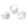 RB012 - 5 pcs. Silver Plated ADJUSTABLE Cabochon Setting Bezel RING bases settings - Ring Size 6 US - Glue Pad 12mm (0.47 in) - Filigree Pattern