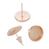 E376A - 10 pcs. Rose Gold Plated Earring Posts Studs Settings Bezels Cabochons Tacks- 10mm Glue Pad Setting