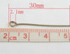A001 - 100 pcs. Antique Bronze Eye Pins - 30mm x 0.7mm - 21 Gauge