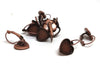 E086 - 10 pcs. Antique Copper Earring Clips Settings Lever Back Bezels Cabochons - 12mm Glue Pad Setting - Heart Shape Bezels
