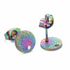 E904 - 10 pcs. (5 pairs) 304 Stainless Steel Ion Plated Rainbow Earring Posts/Bases/Studs/Settings - 8mm Diameter - Hole Size: 1.4mm - Style F