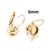 E021 - 10 pcs. (5 pairs) 304 Stainless Steel 18k Gold Plated Earring Clips Settings Lever Back Bezels Cabochons - 6mm Glue Pad Setting