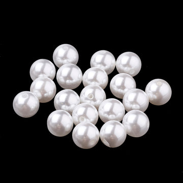 BD899B - 100 pcs. - 8mm Half Drilled Glass Pearl Imitation Round Beads - White - Hole Size: 1.4mm (Copy)