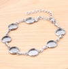 B112 - 3 pcs. 304 Stainless Steel Silver Tone Chain Bracelets - 6.3" (16cm) - 8mm Bezels - Extends to 7.09" (20cm) with Extender Chain!