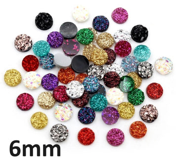 RC077 - 10 pcs Assortment of Druzy Resin Embellishment Cabochons - 6mm - Variety - Mix of Colors!