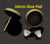 E172A - 10 pcs. Antique Bronze Earring Posts Studs Settings Bezels Cabochons Tacks- 10mm Glue Pad Setting